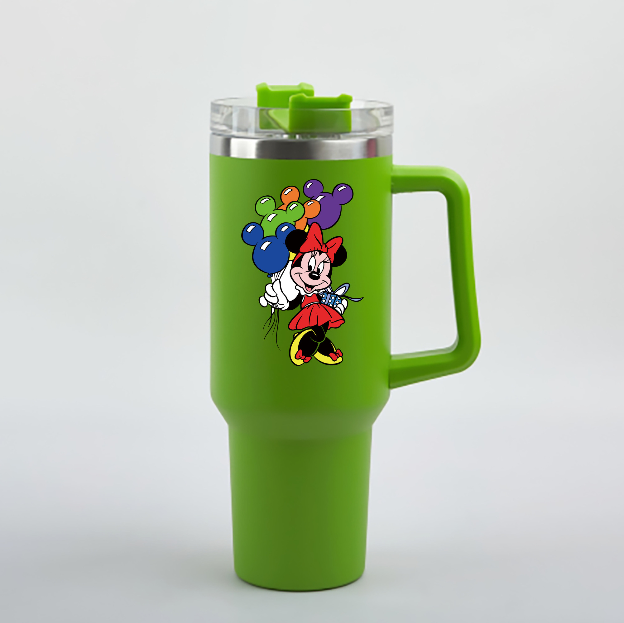 （画像用） ミッキーマウス Mickey Mouse 1200mL車用タンブラー - クリスタルステッカー（プラスチックストロー付き）